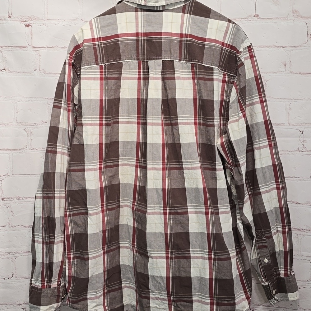 Timberland Plaid Brown Red And White Mens Size XL - Picture 7 of 10
